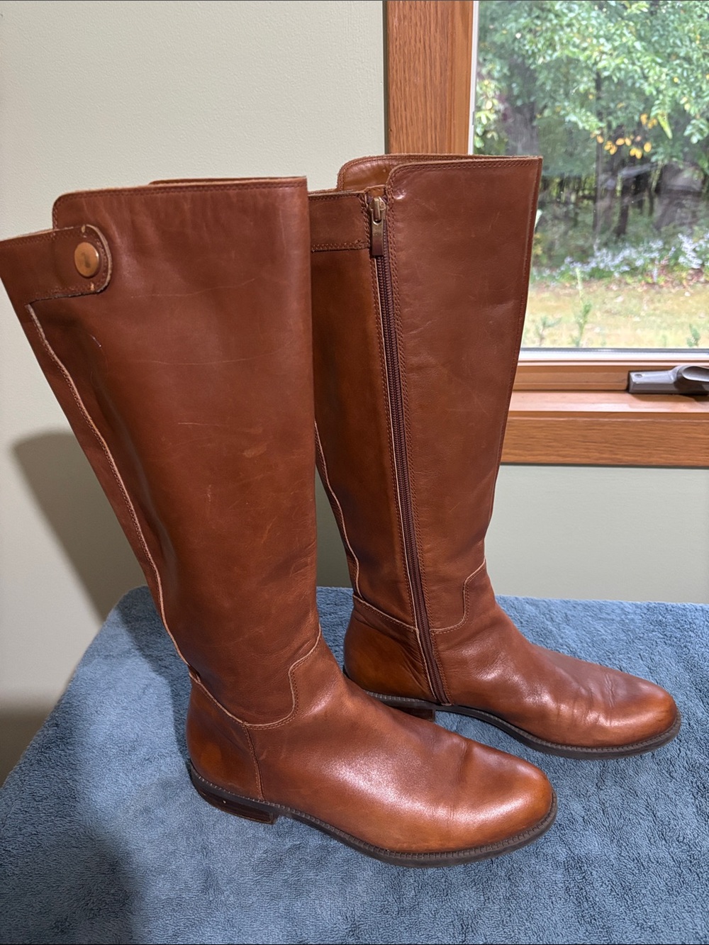Franco Sarto Cheshire Women's Knee high Brown Leather Zip boots size 10M